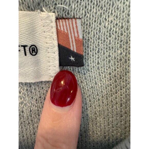 Honor The Gift Sweater Women XS Blue Gray Knit Monogram Short Sleeve Polo Preppy - Picture 9 of 12